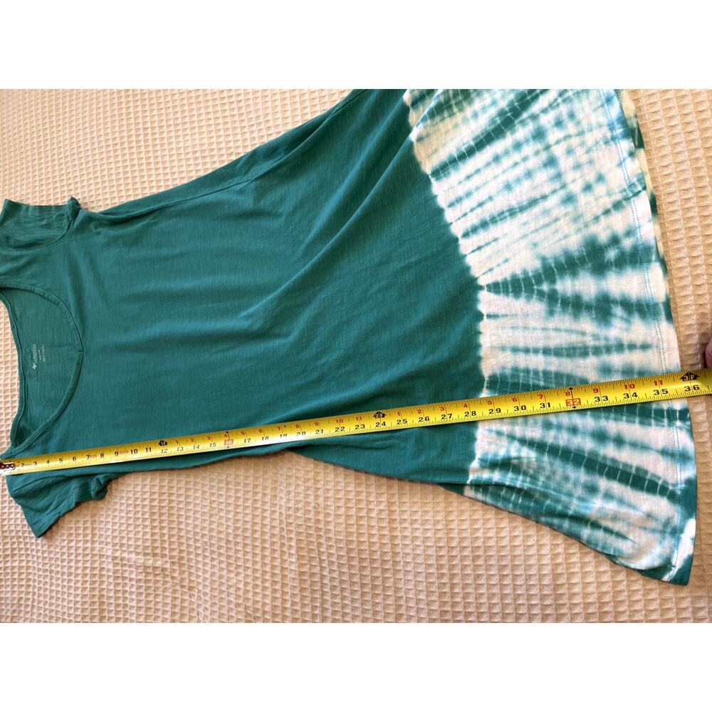 Columbia Daisy Fields Teal Tie Dye V Neck 100% Cotton Tee Shirt Dress Size XS - Picture 7 of 10